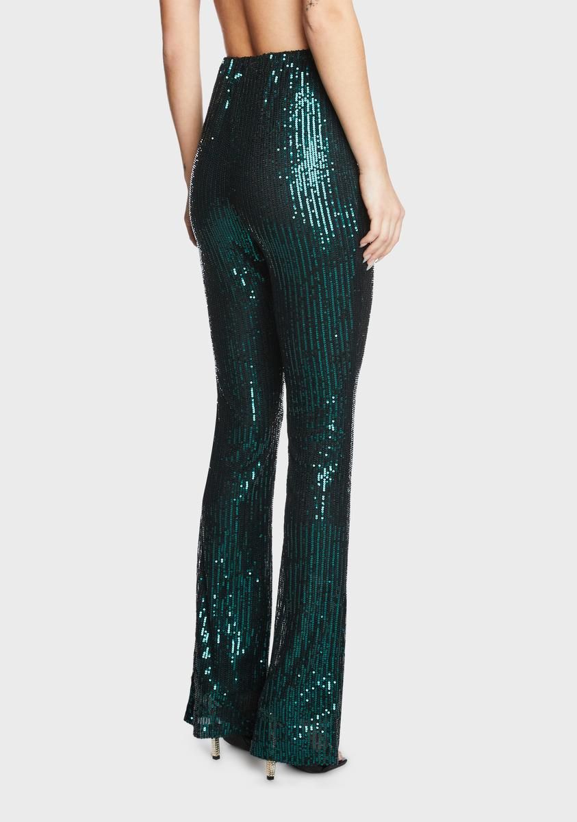 Dark Green Sequin Flared Pants sold by Dolls Kill product image thumbnail 5