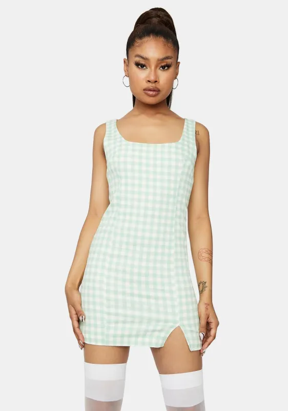 Mint Park Sunshine Gingham Mini Dress sold by Dolls Kill