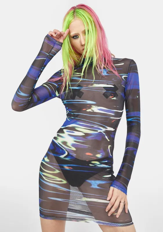 Ocean Night Heat Mesh Dress sold by Dolls Kill