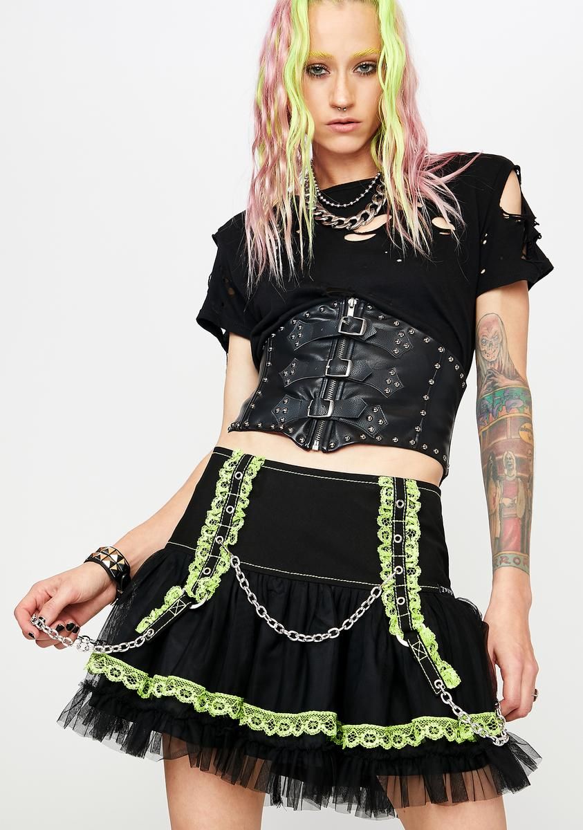 Green Lace Chiffon Tutu Skirt sold by Dolls Kill product image thumbnail 2