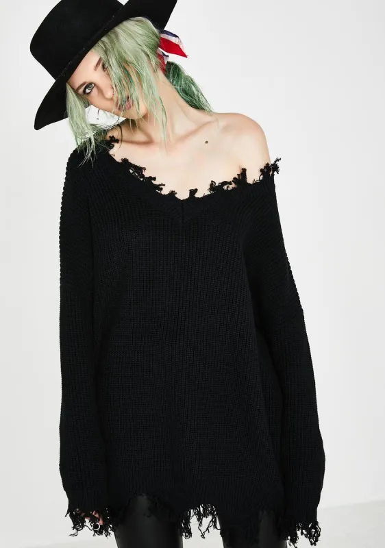 Vile Vendetta Distressed Sweater sold by Dolls Kill