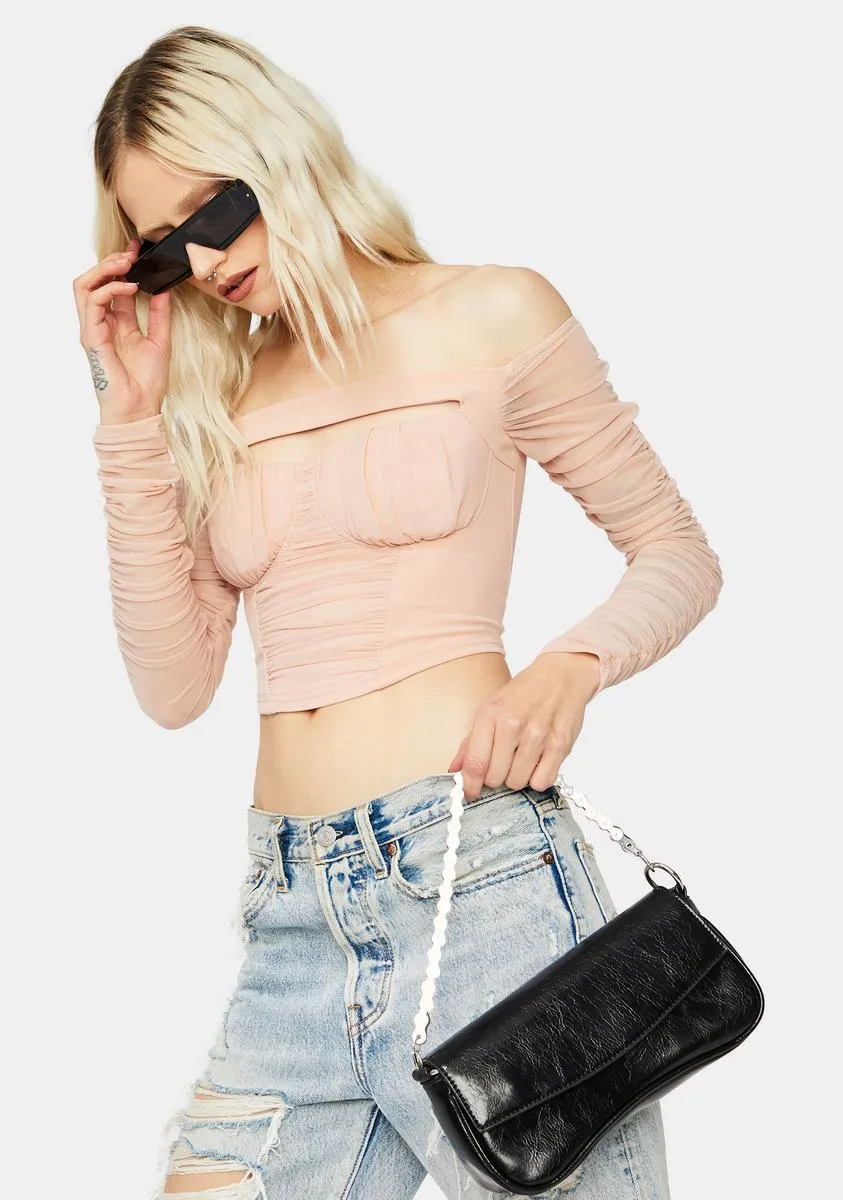 Blush Make My Move Ruched Mesh Crop Top sold by Dolls Kill product image thumbnail 2