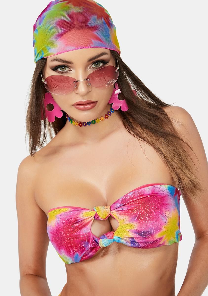 Tie Dye Daydream Bikini Top sold by Dolls Kill