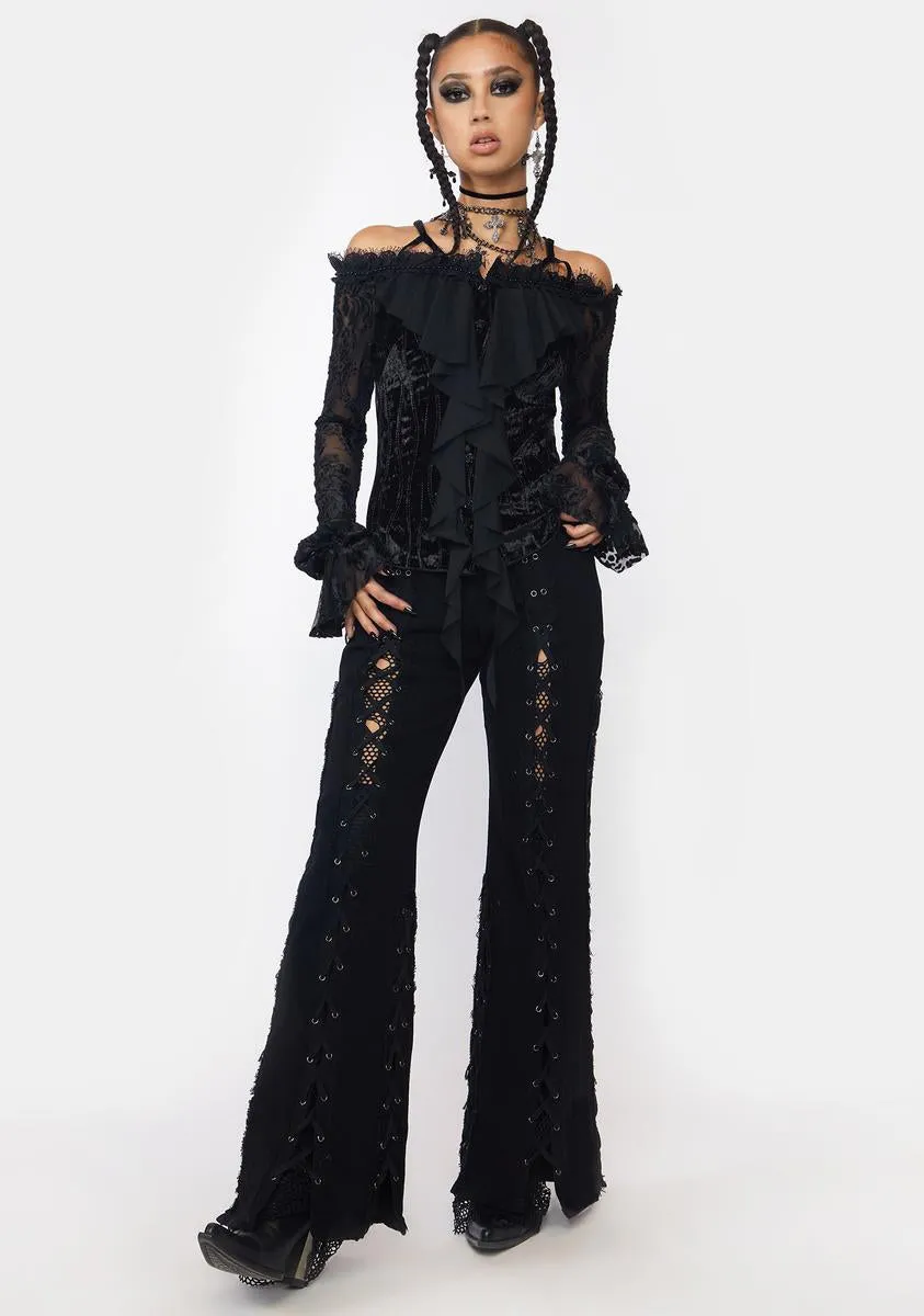 Punk Wide Leg Ripped Pants sold by Dolls Kill product image thumbnail 3