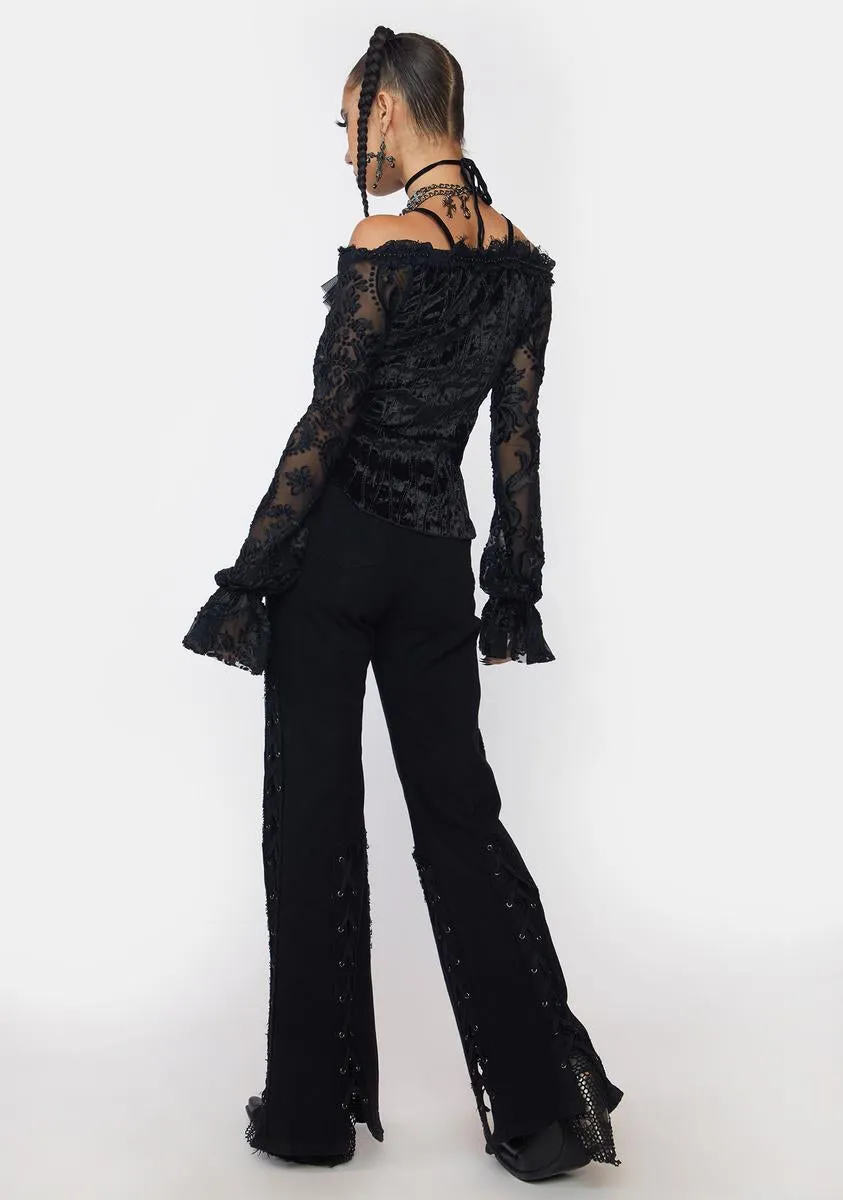 Punk Wide Leg Ripped Pants sold by Dolls Kill product image thumbnail 4