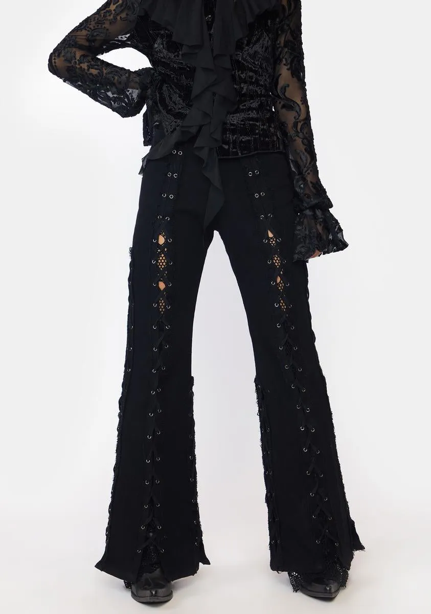 Punk Wide Leg Ripped Pants sold by Dolls Kill