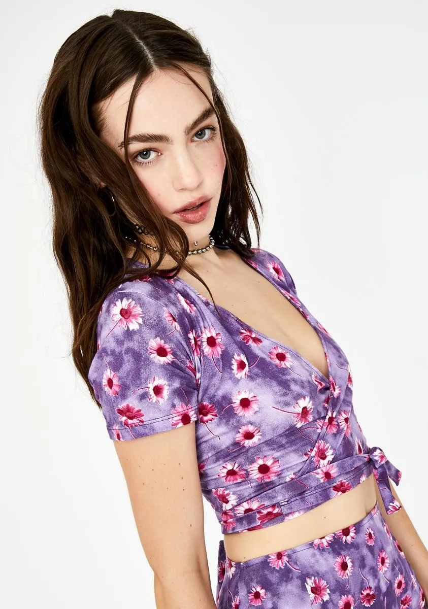 Purple Daisy Bilen Wrap Top sold by Dolls Kill product image thumbnail 2