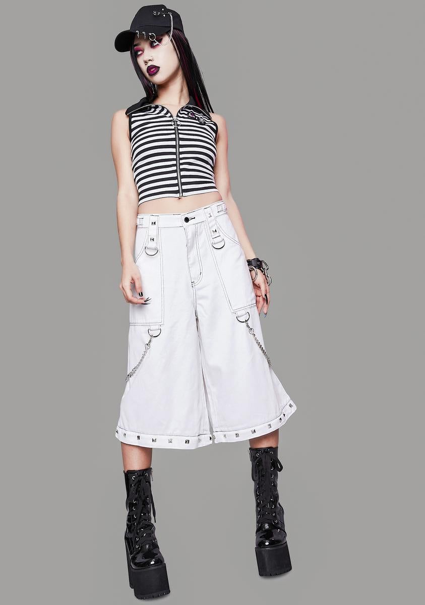 Down And Out Striped Zip-Up Top sold by Dolls Kill product image thumbnail 3