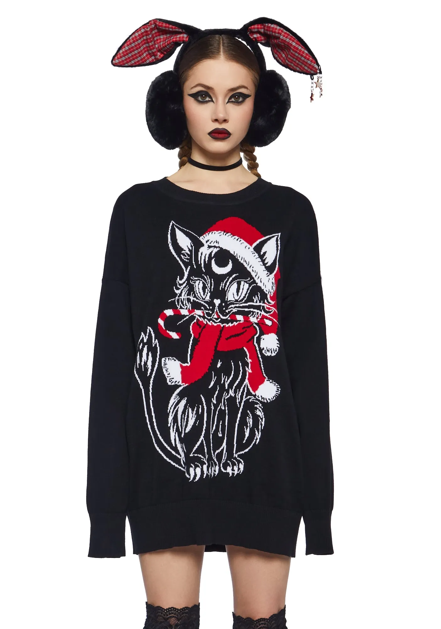 Purrfect Present Oversized Sweater sold by Dolls Kill