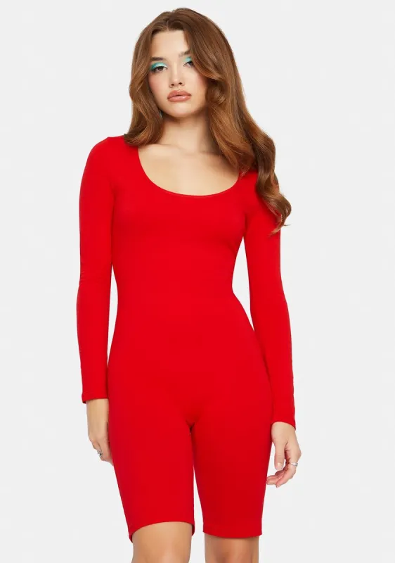 Cherry Fast Paced Bike Short Romper sold by Dolls Kill