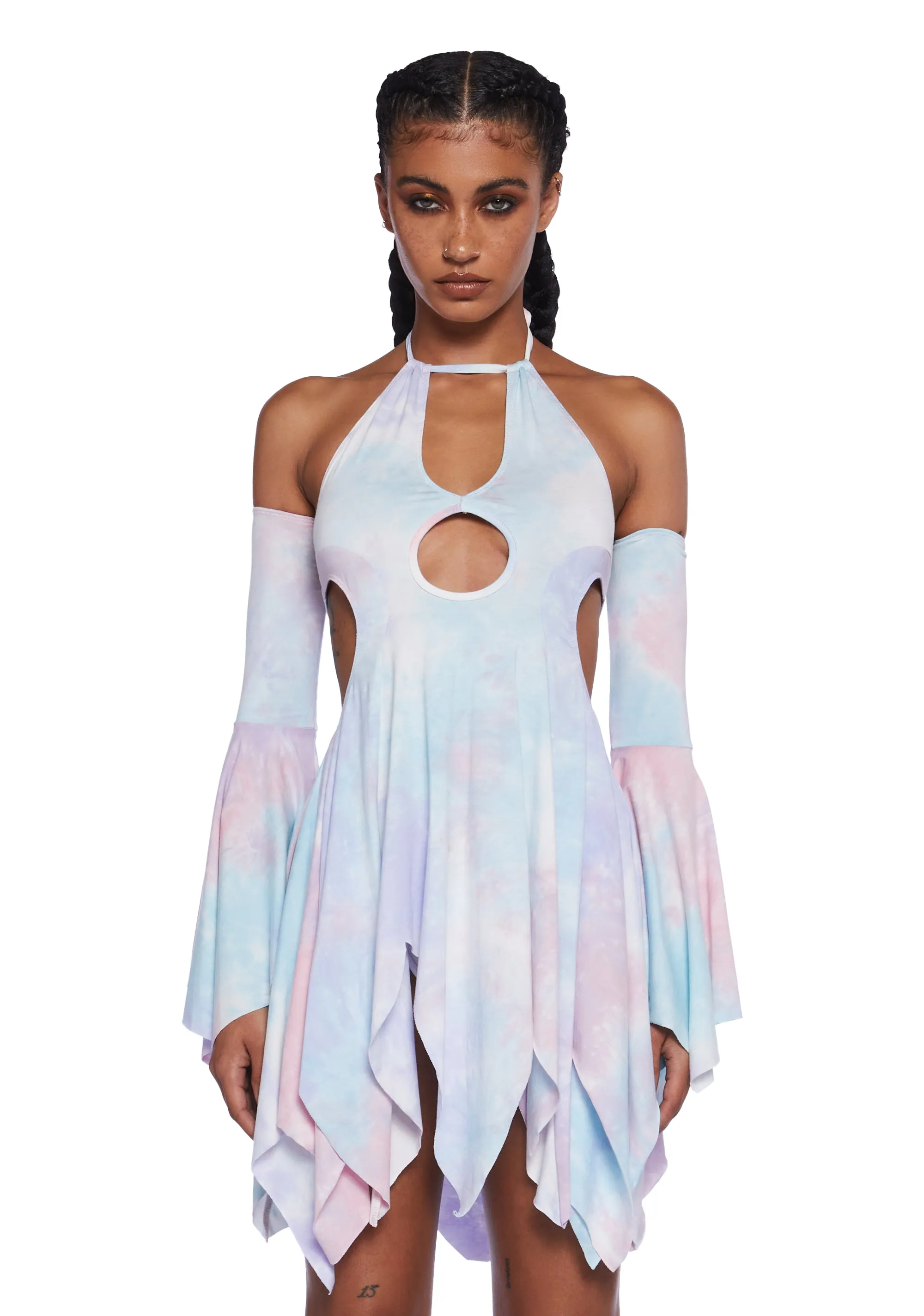 Surreal Mirage Handkerchief Dress - Pink/Purple sold by Dolls Kill