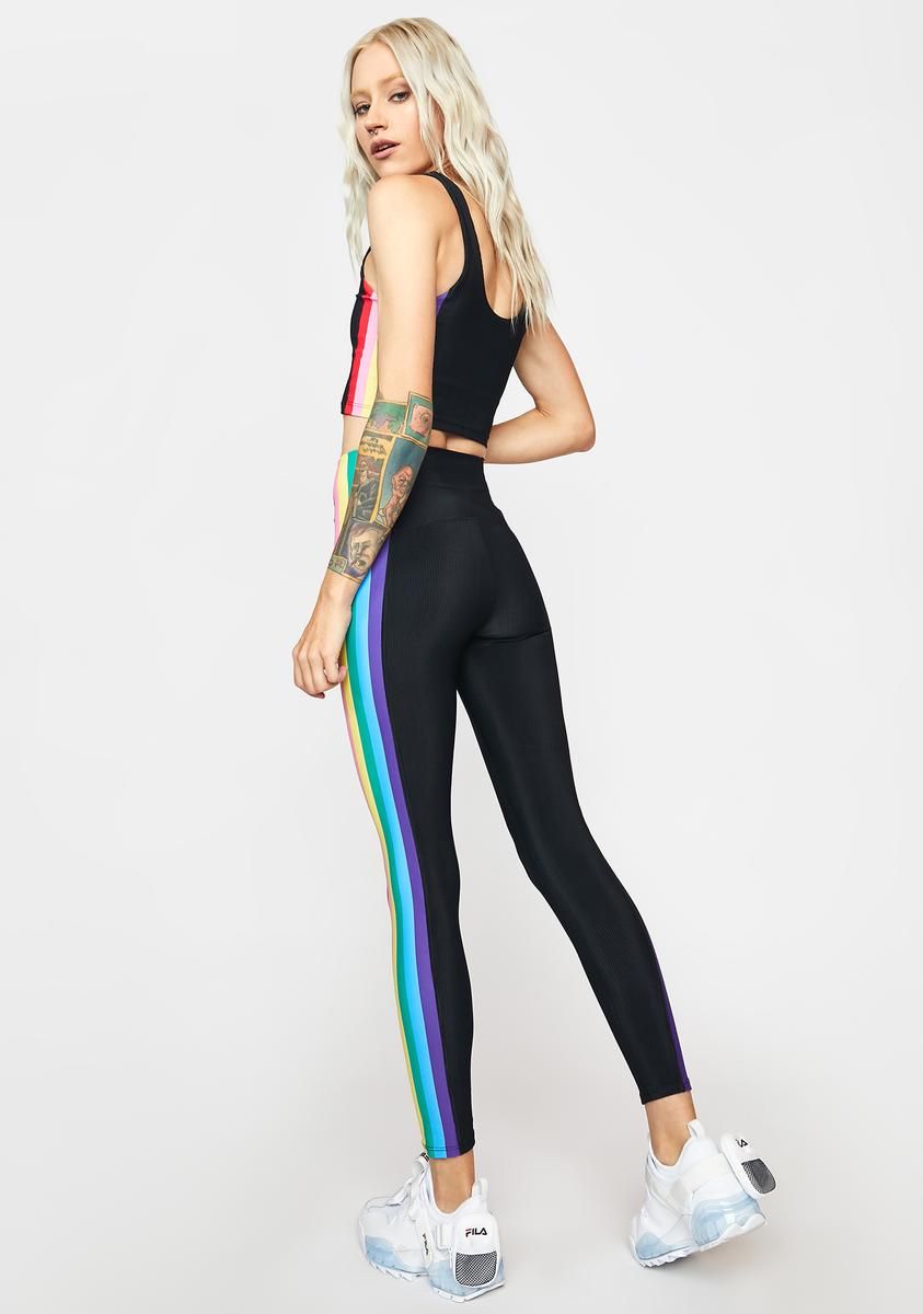 Rainbow Stripe Megan Leggings sold by Dolls Kill product image thumbnail 4
