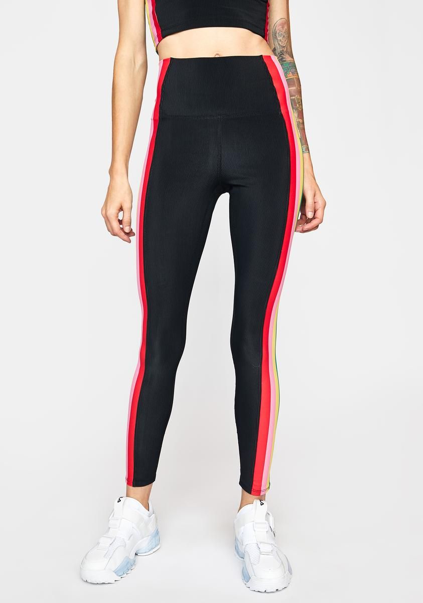 Rainbow Stripe Megan Leggings sold by Dolls Kill