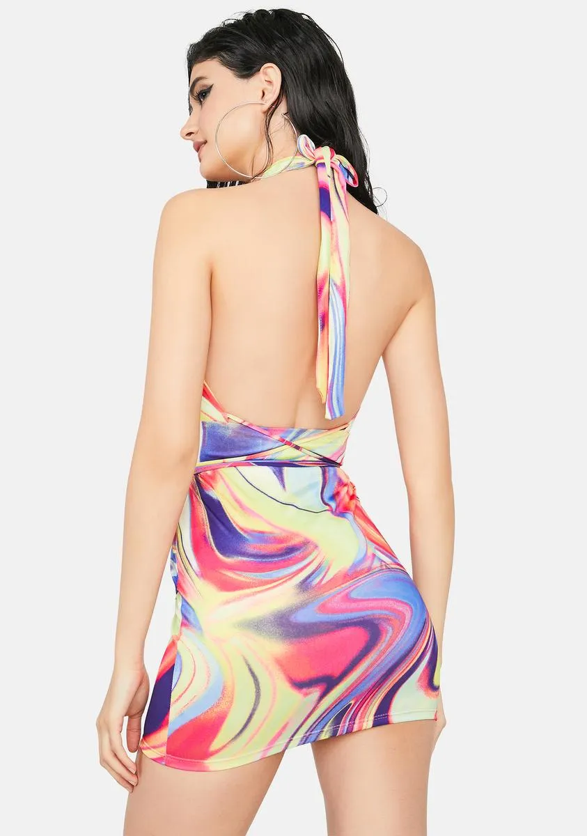 Psychedelic Sunrise Mini Halter Dress sold by Dolls Kill product image thumbnail 4