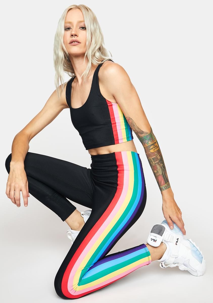 Rainbow Stripe Megan Leggings sold by Dolls Kill product image thumbnail 2