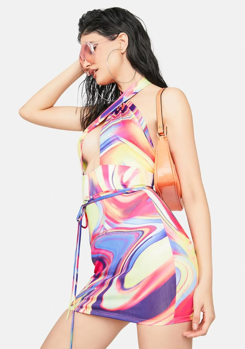 Psychedelic Sunrise Mini Halter Dress sold by Dolls Kill product image thumbnail 2