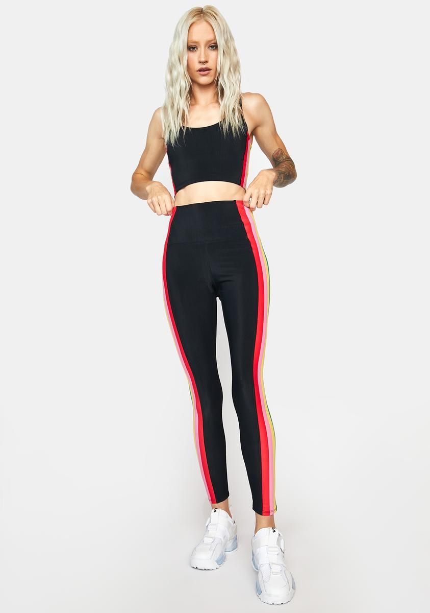 Rainbow Stripe Megan Leggings sold by Dolls Kill product image thumbnail 3