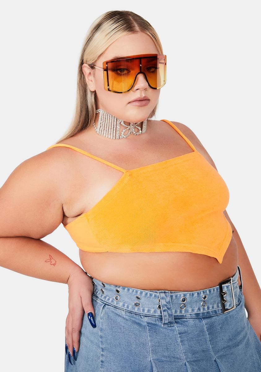 Plus Tangerine Not Playing Games Crop Top sold by Dolls Kill product image thumbnail 2