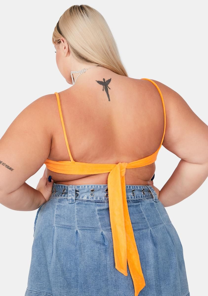 Plus Tangerine Not Playing Games Crop Top sold by Dolls Kill product image thumbnail 4