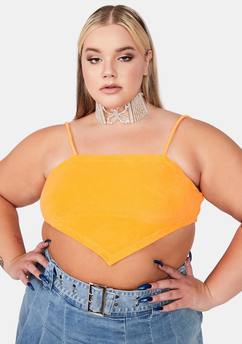 Plus Tangerine Not Playing Games Crop Top sold by Dolls Kill