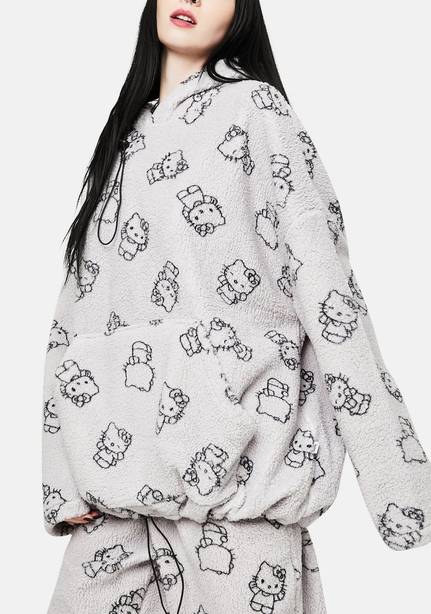 Grey Hello Kitty Printed Fleece Hoodie sold by Dolls Kill product image thumbnail 2