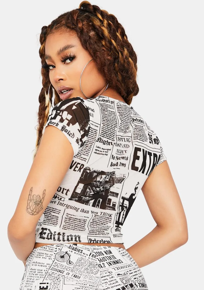 Yesterday's News Crop Tee sold by Dolls Kill product image thumbnail 4