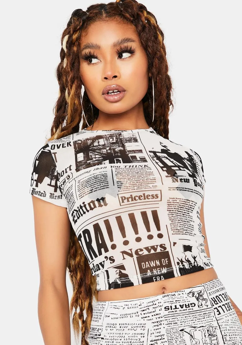 Yesterday's News Crop Tee sold by Dolls Kill