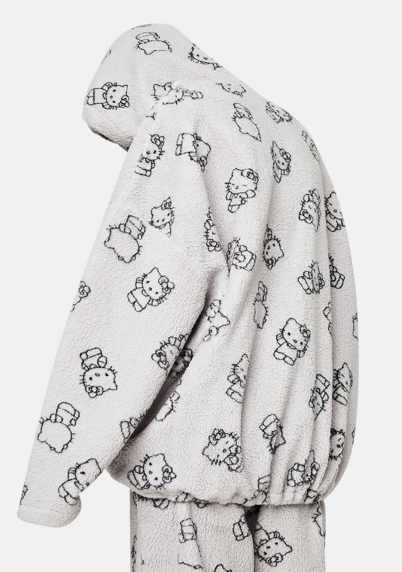 Grey Hello Kitty Printed Fleece Hoodie sold by Dolls Kill product image thumbnail 4