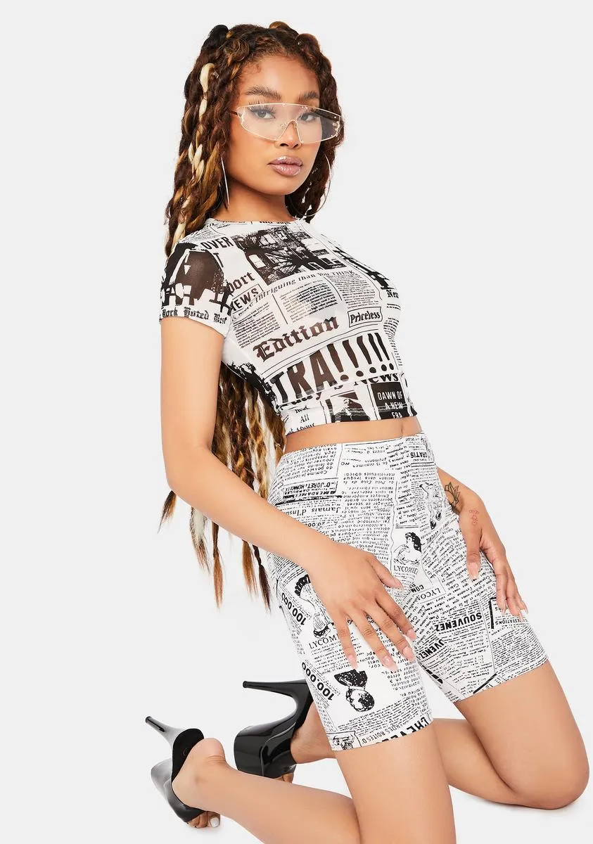 Yesterday's News Crop Tee sold by Dolls Kill product image thumbnail 3