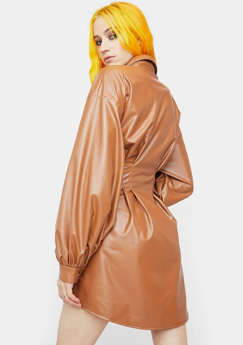 Cognac Last Minute Invite Shirt Dress sold by Dolls Kill product image thumbnail 4