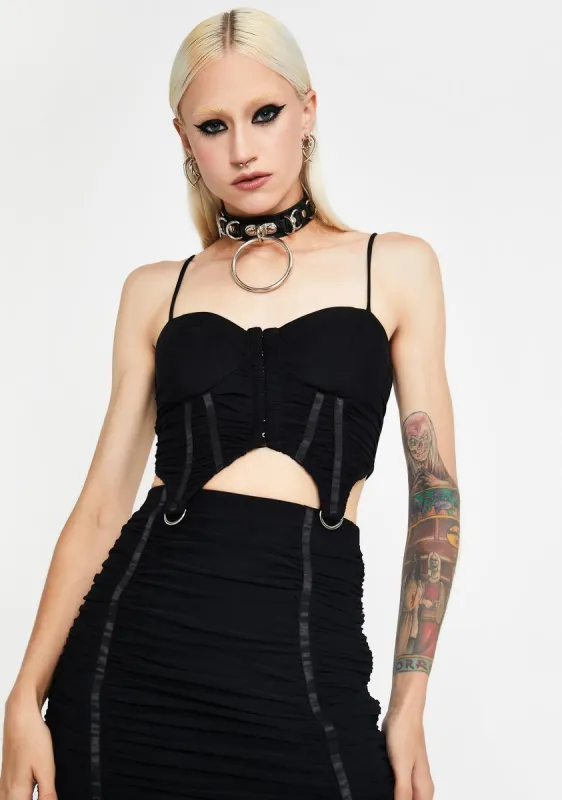 Onyx In The Spotlight Bustier Crop Top sold by Dolls Kill