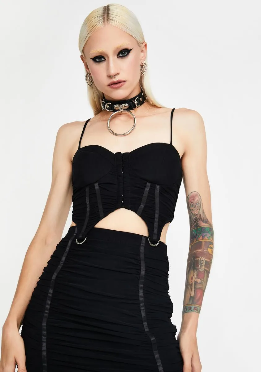 Onyx In The Spotlight Bustier Crop Top sold by Dolls Kill