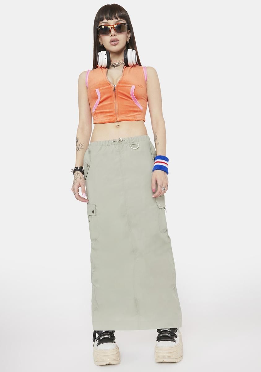 Sage Gone Backpacking Maxi Skirt sold by Dolls Kill product image thumbnail 2