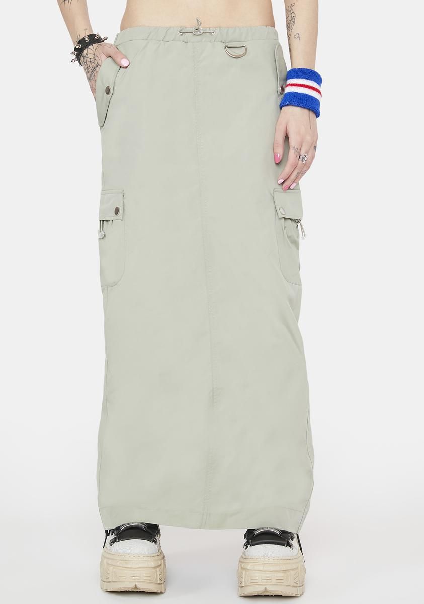 Sage Gone Backpacking Maxi Skirt sold by Dolls Kill