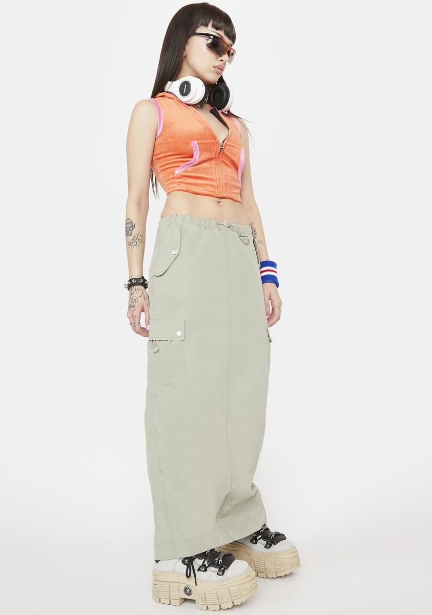 Sage Gone Backpacking Maxi Skirt sold by Dolls Kill product image thumbnail 3