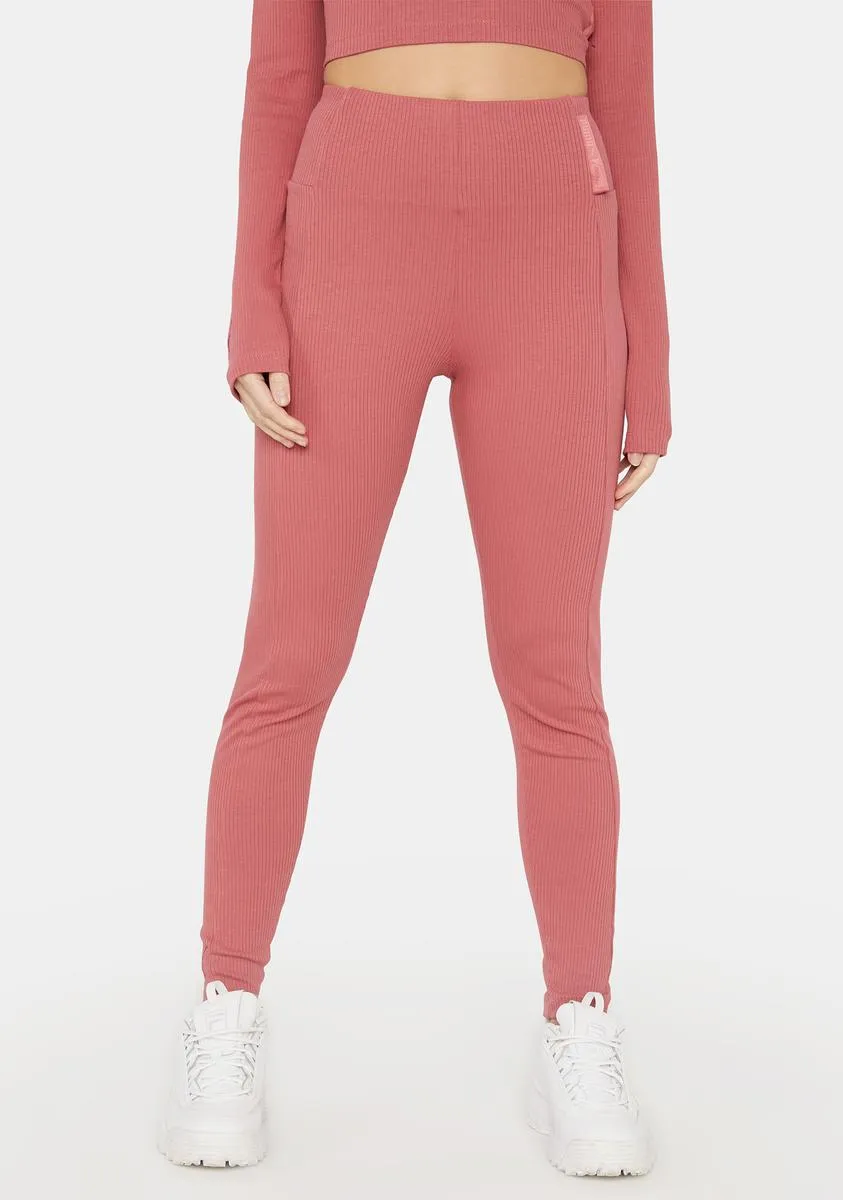 Pink Team Ribbed Leggings sold by Dolls Kill