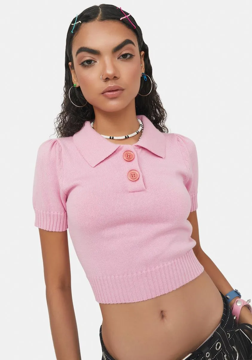 Miss Fortune Knit Polo Shirt sold by Dolls Kill