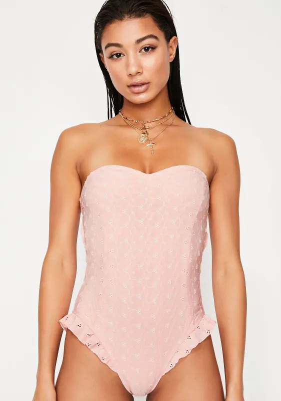 Ruffle Leg Open Back Cheek One Piece Bikini sold by Dolls Kill