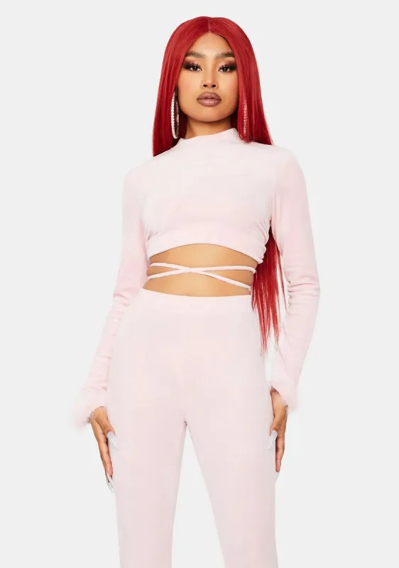 Blush All My Riches Velvet Pant Set sold by Dolls Kill