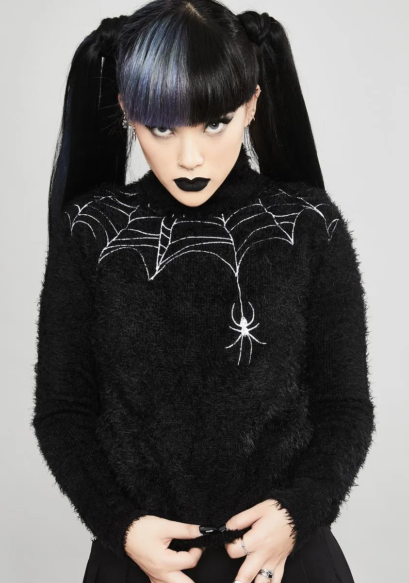 Web Of Deceit Fuzzy Sweater sold by Dolls Kill