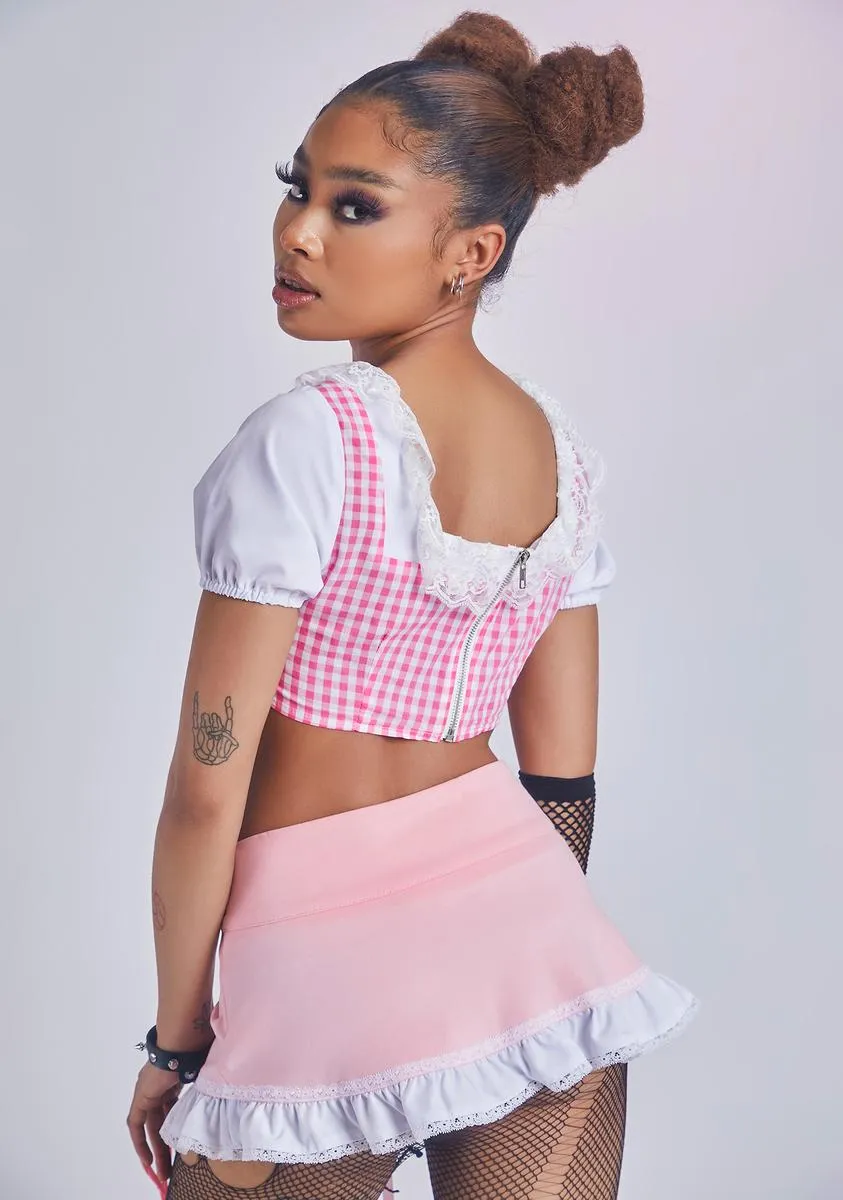 Petal High Maintenance Lace-Up Mini Skirt sold by Dolls Kill product image thumbnail 4