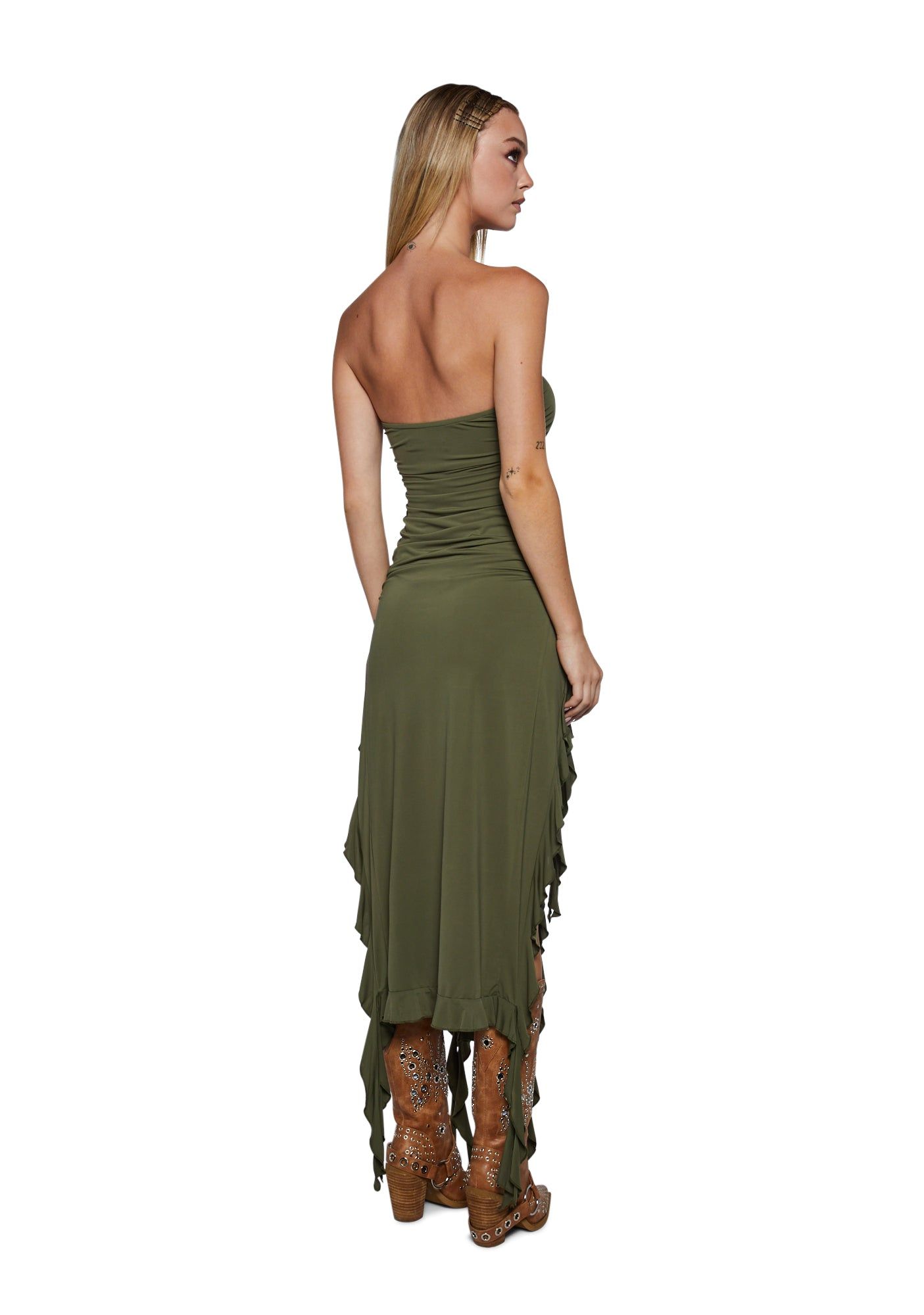 Rendezvous Strapless Dress - Olive sold by Dolls Kill product image thumbnail 4