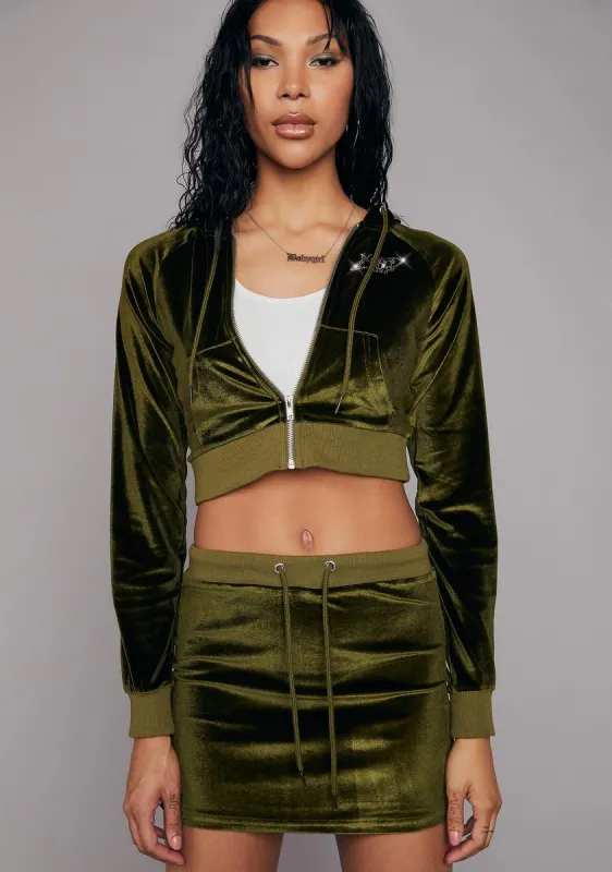 Moss Kissed A Girl Velour Skirt Set sold by Dolls Kill