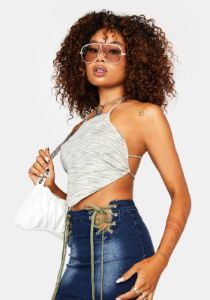 Heathered Halter Crop Top sold by Dolls Kill