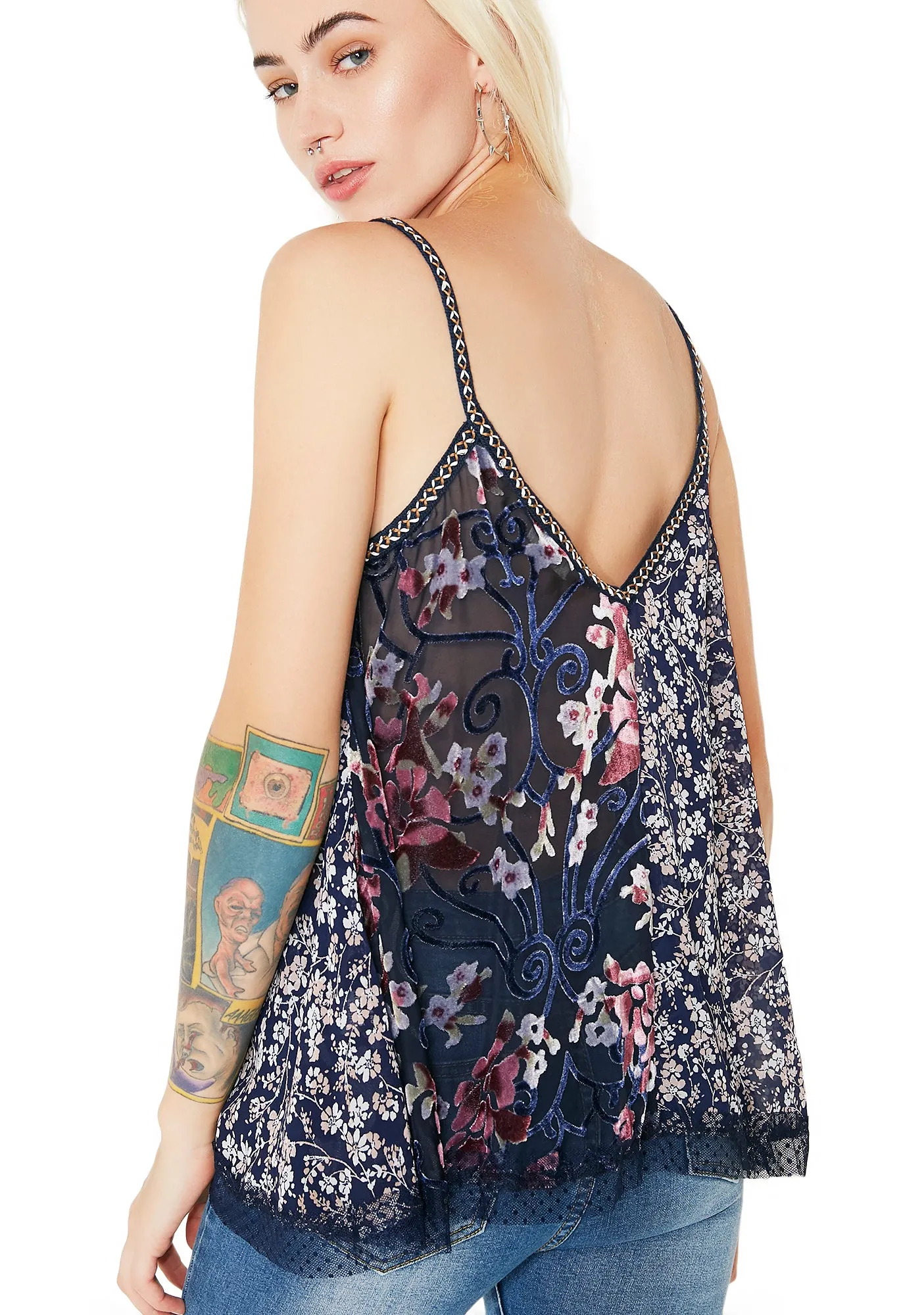 Vines Intertwined Velvet Floral Tank sold by Dolls Kill product image thumbnail 4