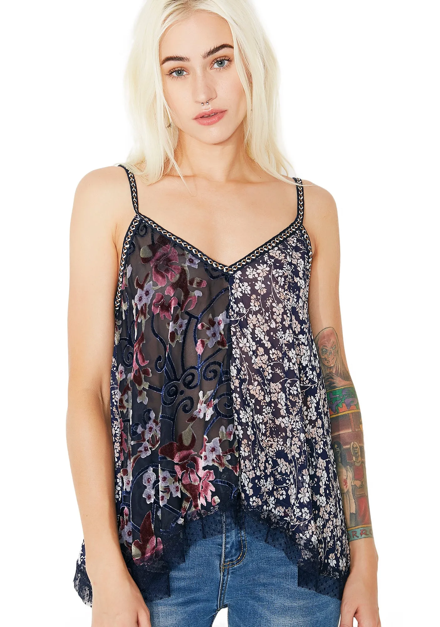 Vines Intertwined Velvet Floral Tank sold by Dolls Kill