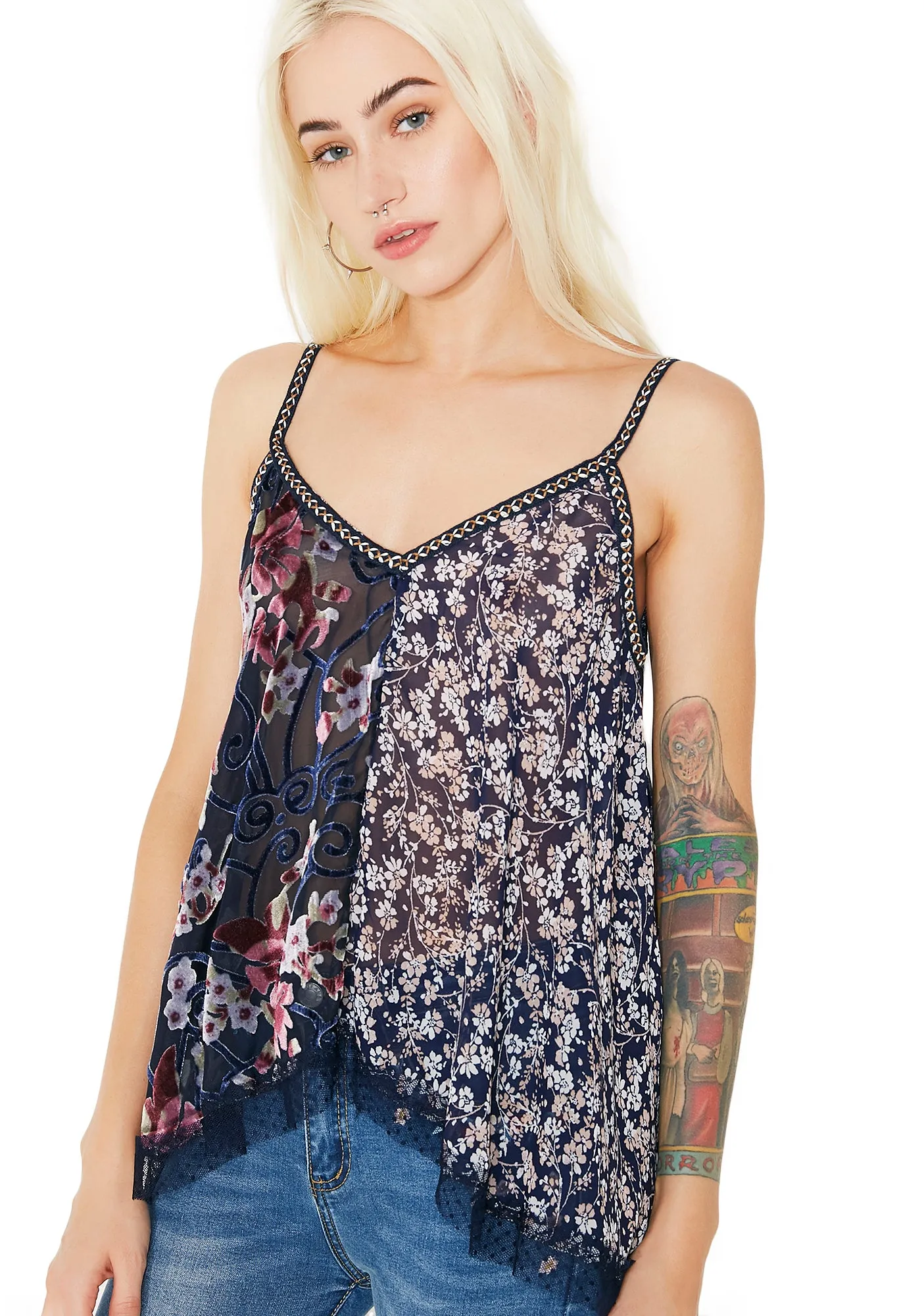 Vines Intertwined Velvet Floral Tank sold by Dolls Kill product image thumbnail 2