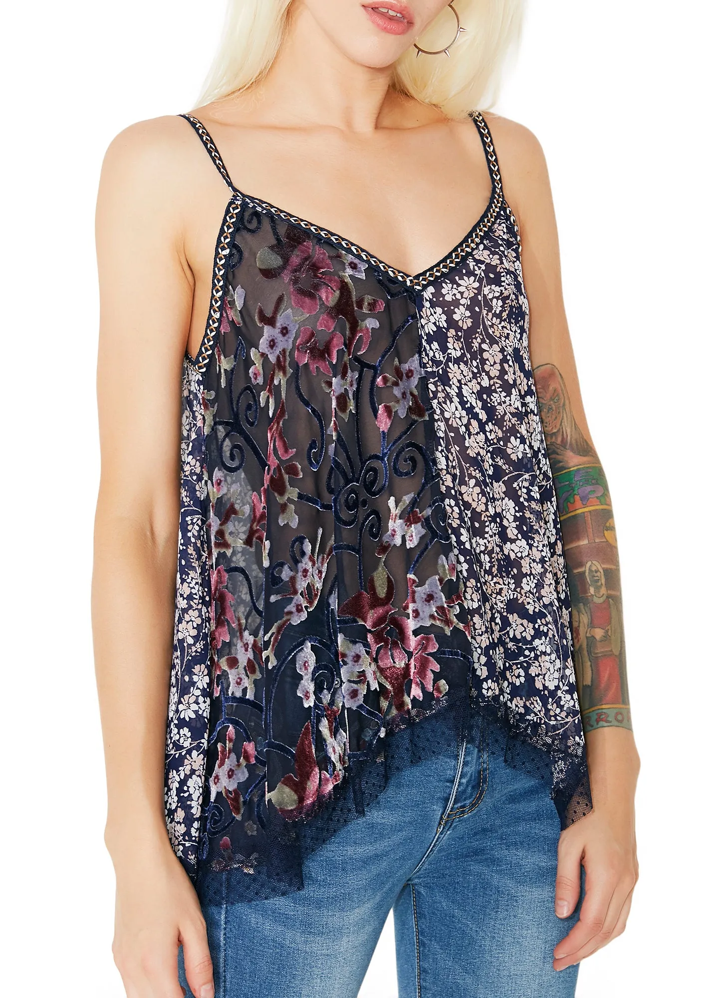 Vines Intertwined Velvet Floral Tank sold by Dolls Kill product image thumbnail 3