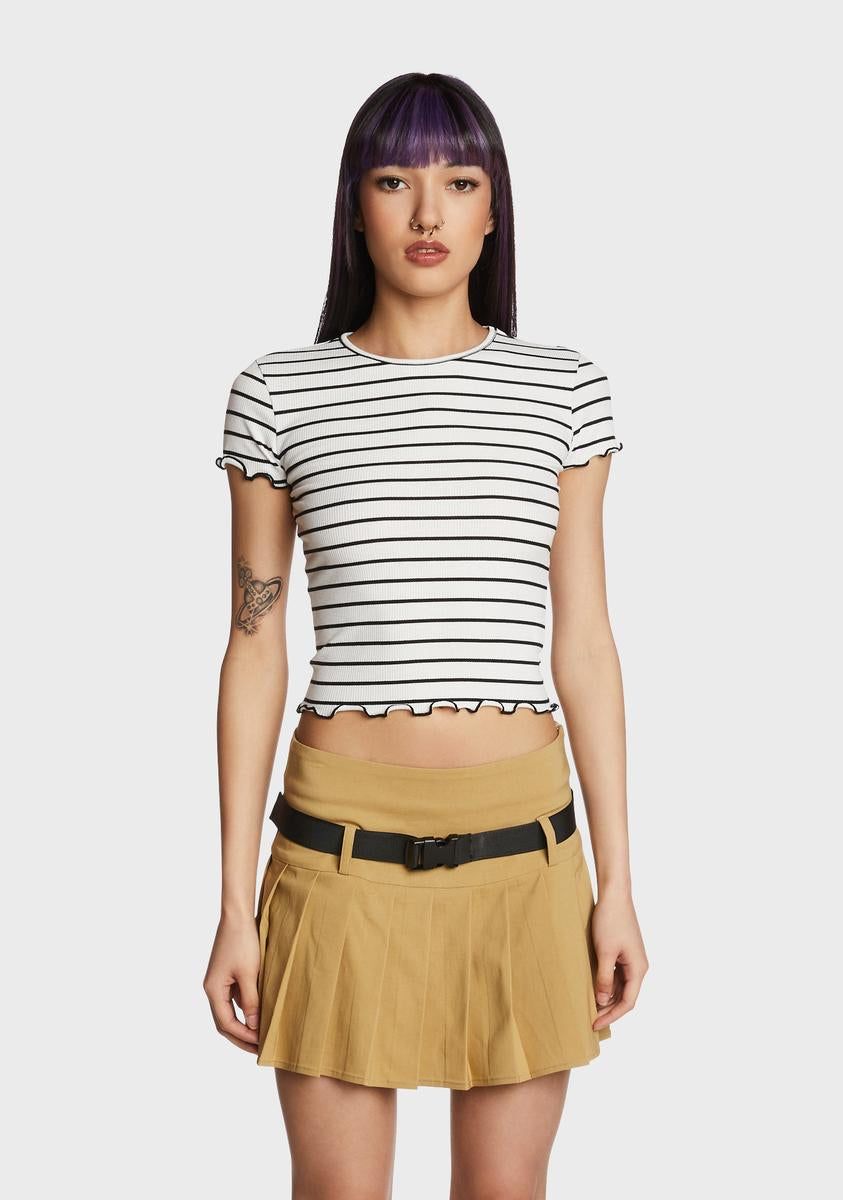 Hiding Places Striped Crop Top - White sold by Dolls Kill