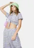 Lilac Checked Tie Front Crop Top sold by Dolls Kill